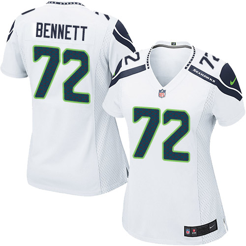 Women's Elite Michael Bennett Nike Jersey White Road - #72 NFL Seattle Seahawks